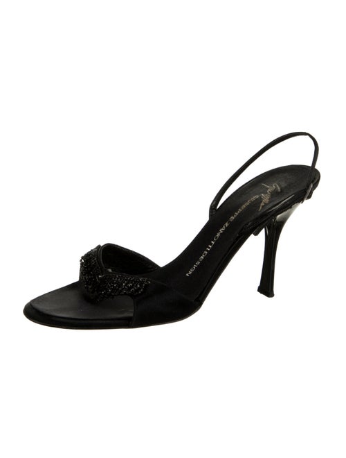 Giuseppe Zanotti Satin Crystal Embellishments Slingback Sandals