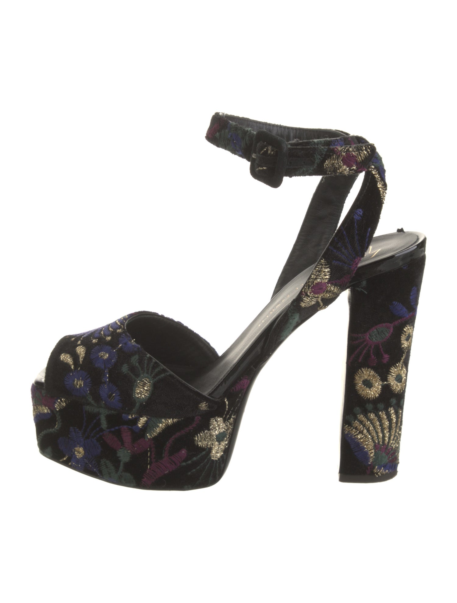 Giuseppe Zanotti Velvet Floral Print Slingback Pumps