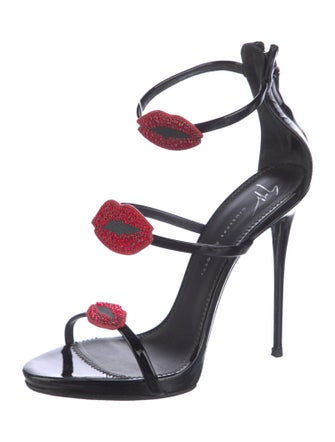 Giuseppe Zanotti Patent Leather Crystal Embellishments Sandals