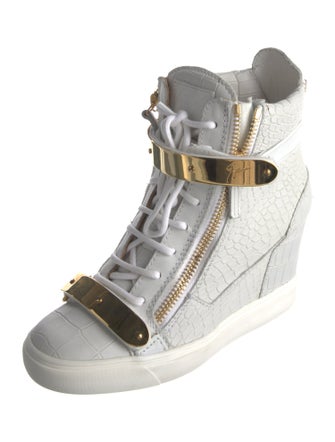 Giuseppe Zanotti Embossed Leather Animal Print Wedge Sneakers