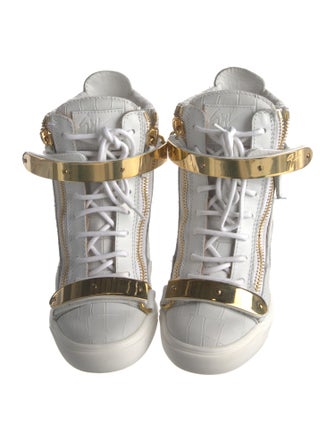 Giuseppe Zanotti Embossed Leather Animal Print Wedge Sneakers