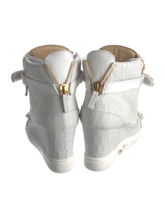 Giuseppe Zanotti Embossed Leather Animal Print Wedge Sneakers