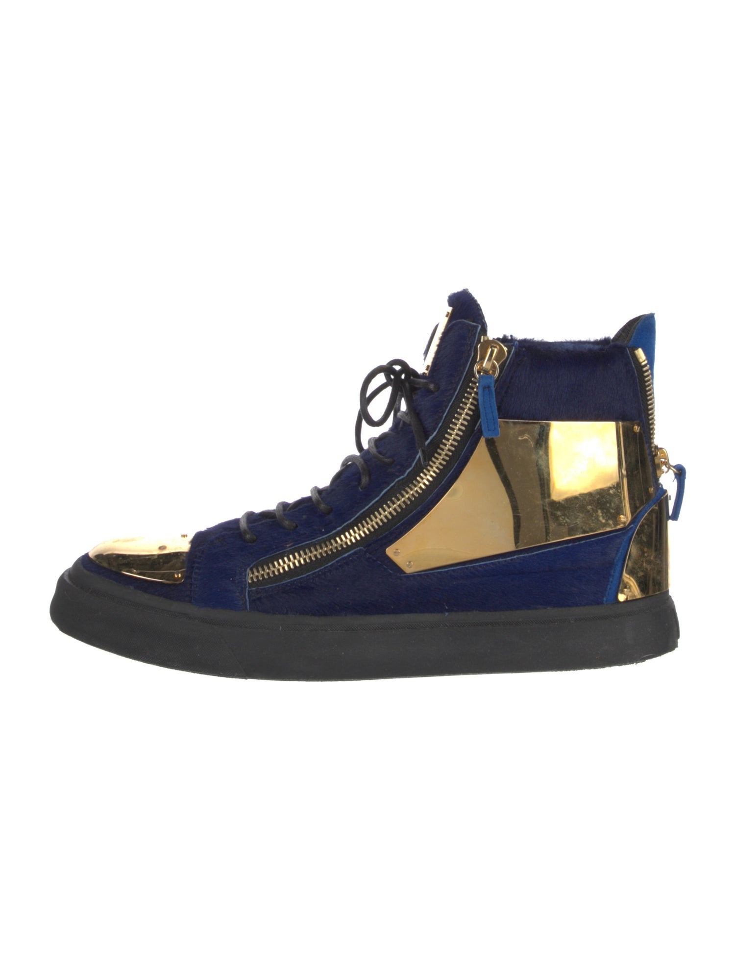 Giuseppe Zanotti Ponyhair Colorblock Pattern Sneakers