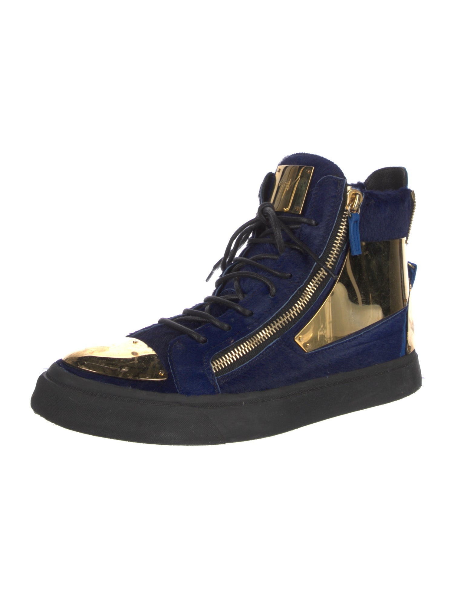 Giuseppe Zanotti Ponyhair Colorblock Pattern Sneakers