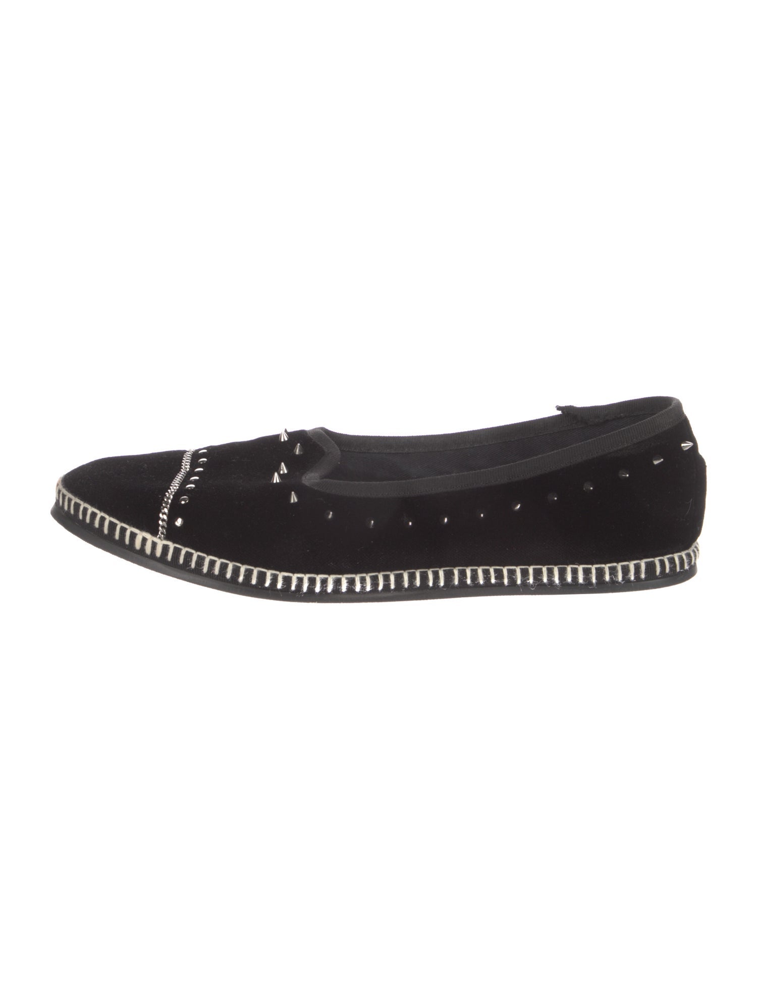 Giuseppe Zanotti Velvet Chain-Link Accents Ballet Flats
