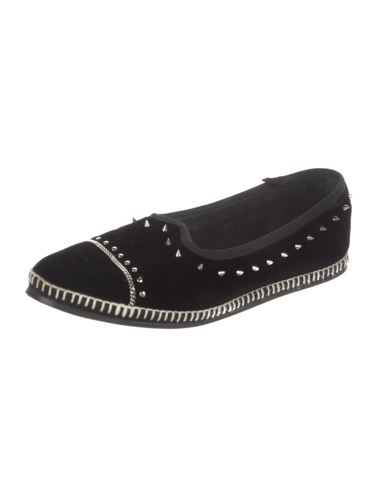 Giuseppe Zanotti Velvet Chain-Link Accents Ballet Flats
