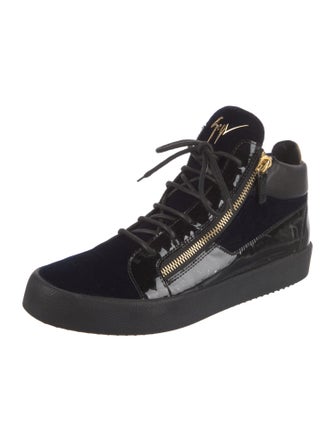 Giuseppe Zanotti Patent Leather Leather Trim Embellishment Lace-Up Boots