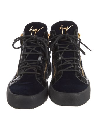 Giuseppe Zanotti Patent Leather Leather Trim Embellishment Lace-Up Boots