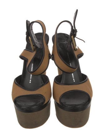 Giuseppe Zanotti Canvas Leather Trim Embellishment Sandals