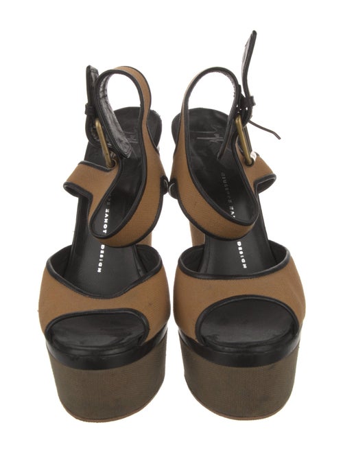 Giuseppe Zanotti Canvas Leather Trim Embellishment Sandals