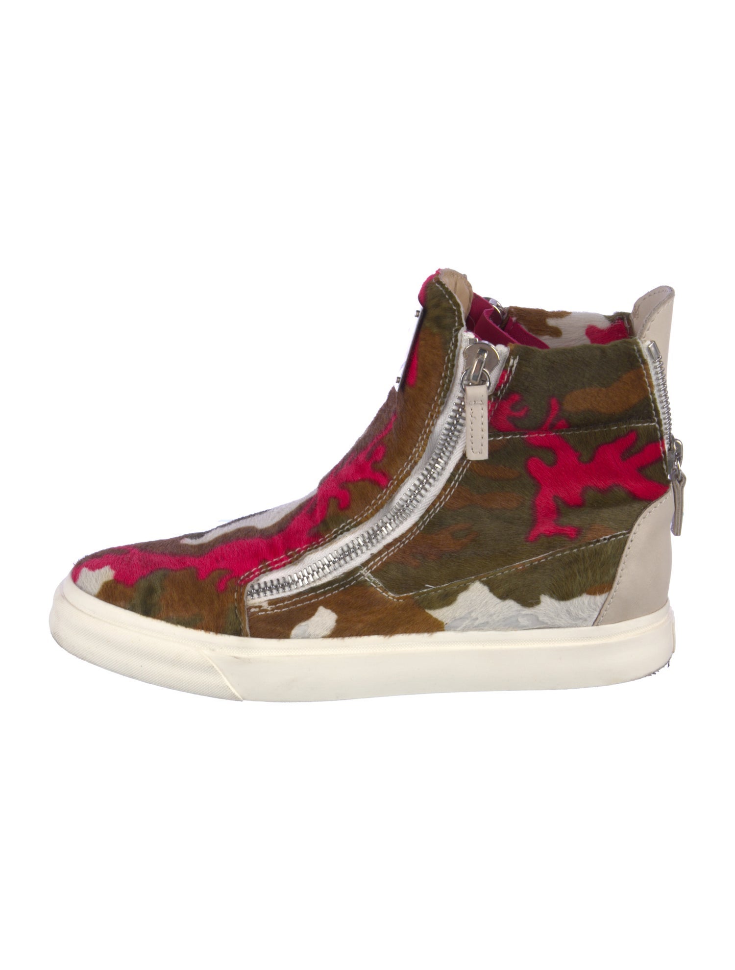 Giuseppe Zanotti Leather Camouflage Print Wedge Sneakers