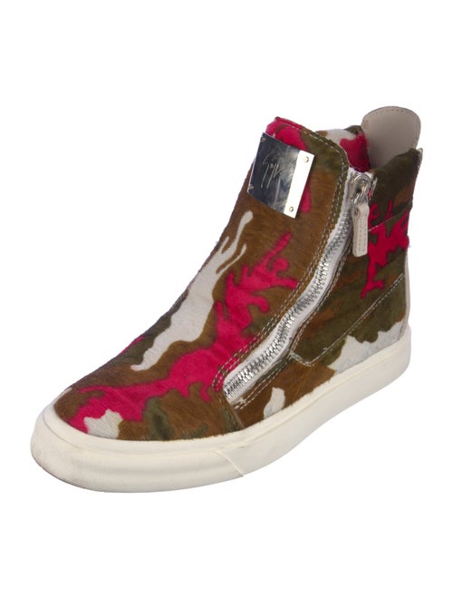 Giuseppe Zanotti Leather Camouflage Print Wedge Sneakers