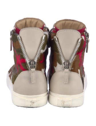 Giuseppe Zanotti Leather Camouflage Print Wedge Sneakers
