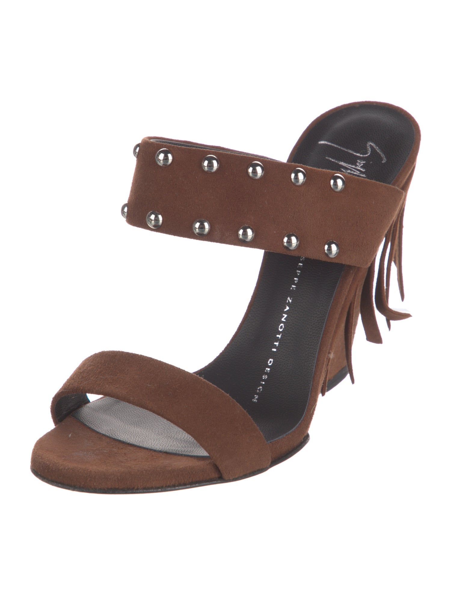 Giuseppe Zanotti Suede Studded Accents Slides