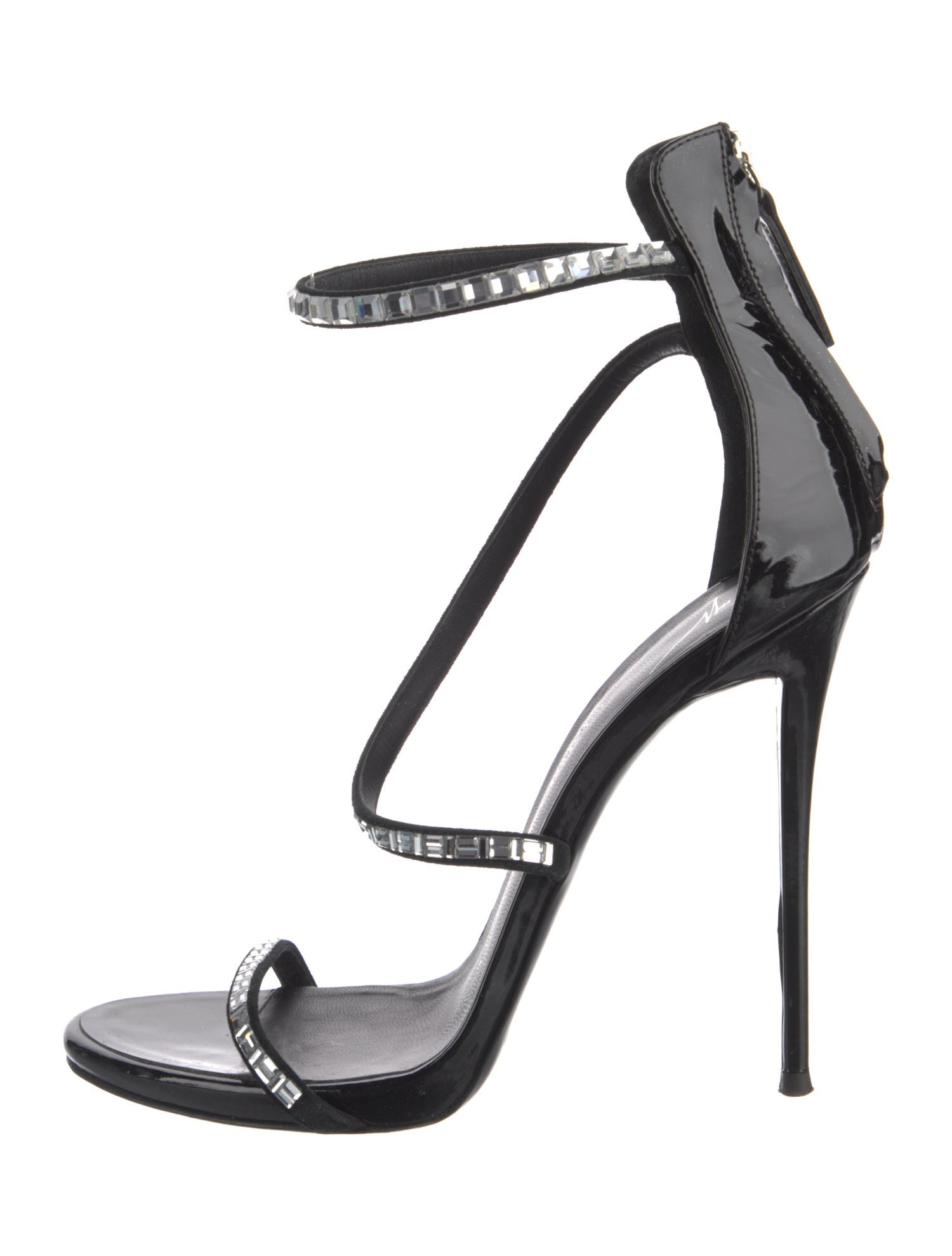 Giuseppe Zanotti Patent Leather Crystal Embellishments Sandals