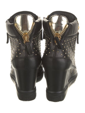 Giuseppe Zanotti Leather Studded Accents Lace-Up Boots