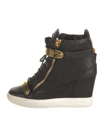 Giuseppe Zanotti Embossed Leather Colorblock Pattern Lace-Up Boots