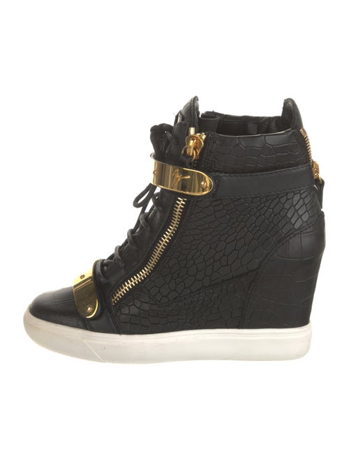 Giuseppe Zanotti Embossed Leather Colorblock Pattern Lace-Up Boots