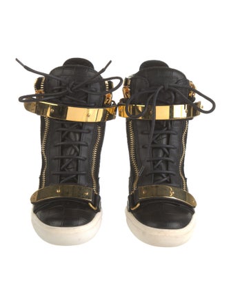Giuseppe Zanotti Embossed Leather Colorblock Pattern Lace-Up Boots