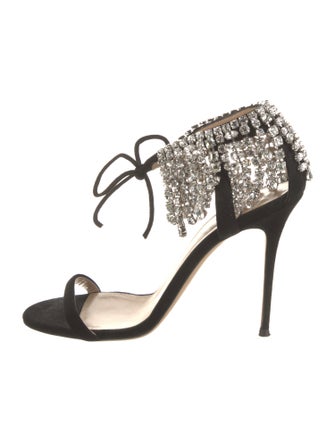 Giuseppe Zanotti Suede Crystal Embellishments D'Orsay Pumps