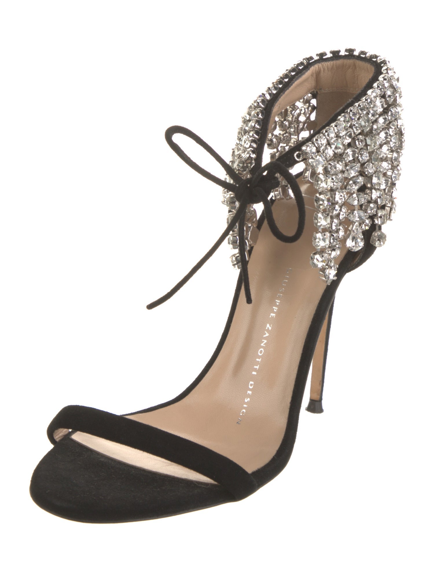Giuseppe Zanotti Suede Crystal Embellishments D'Orsay Pumps