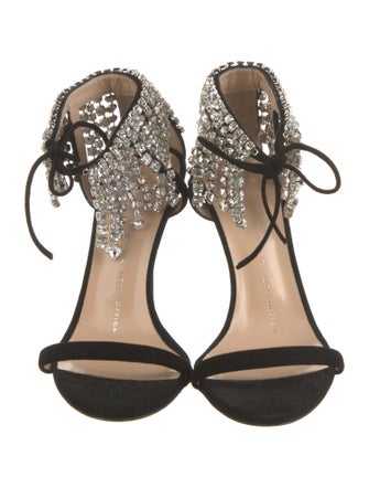Giuseppe Zanotti Suede Crystal Embellishments D'Orsay Pumps
