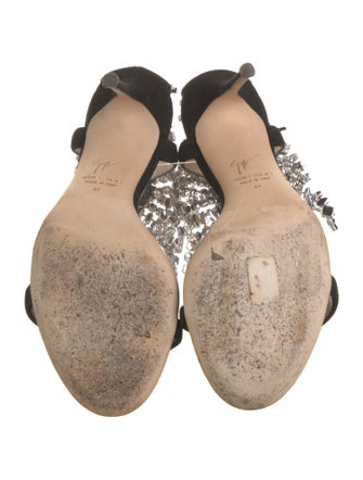 Giuseppe Zanotti Suede Crystal Embellishments D'Orsay Pumps