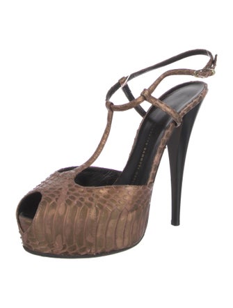 Giuseppe Zanotti Snakeskin Animal Print T-Strap Pumps