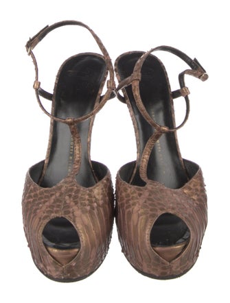 Giuseppe Zanotti Snakeskin Animal Print T-Strap Pumps