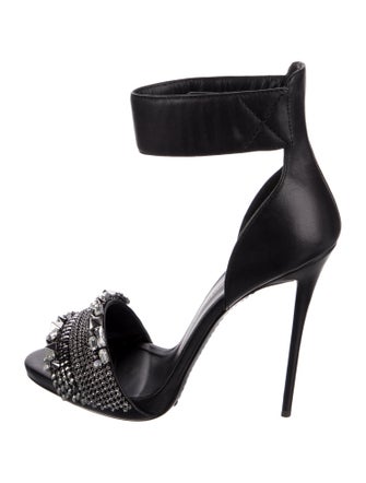 Giuseppe Zanotti Leather Crystal Embellishments Sandals