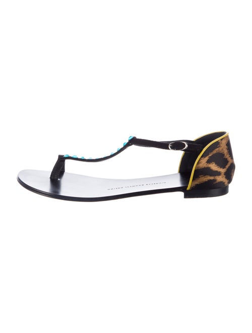 Giuseppe Zanotti Leather Animal Print T-Strap Sandals