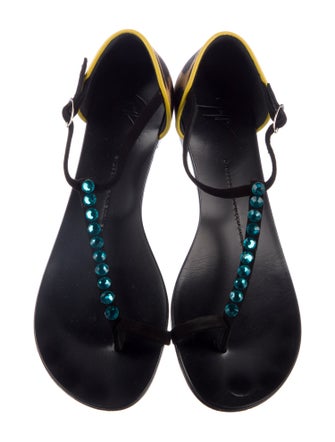 Giuseppe Zanotti Leather Animal Print T-Strap Sandals