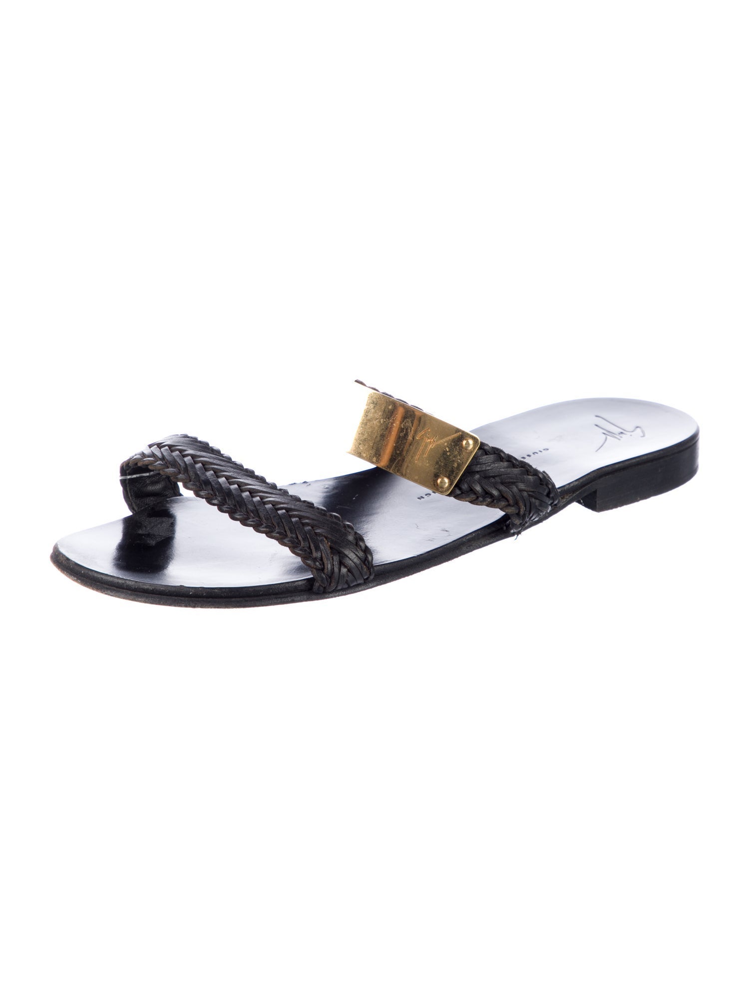 Giuseppe Zanotti Leather Braided Accents Slides