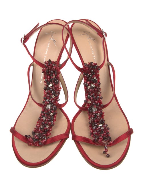 Giuseppe Zanotti Satin Beaded Accents T-Strap Sandals