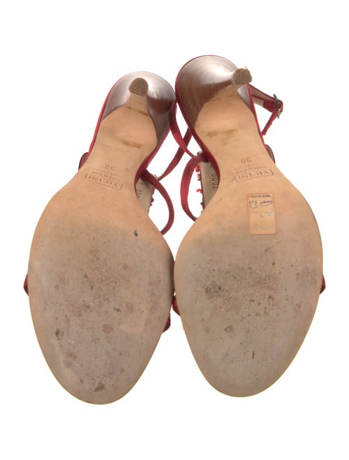 Giuseppe Zanotti Satin Beaded Accents T-Strap Sandals