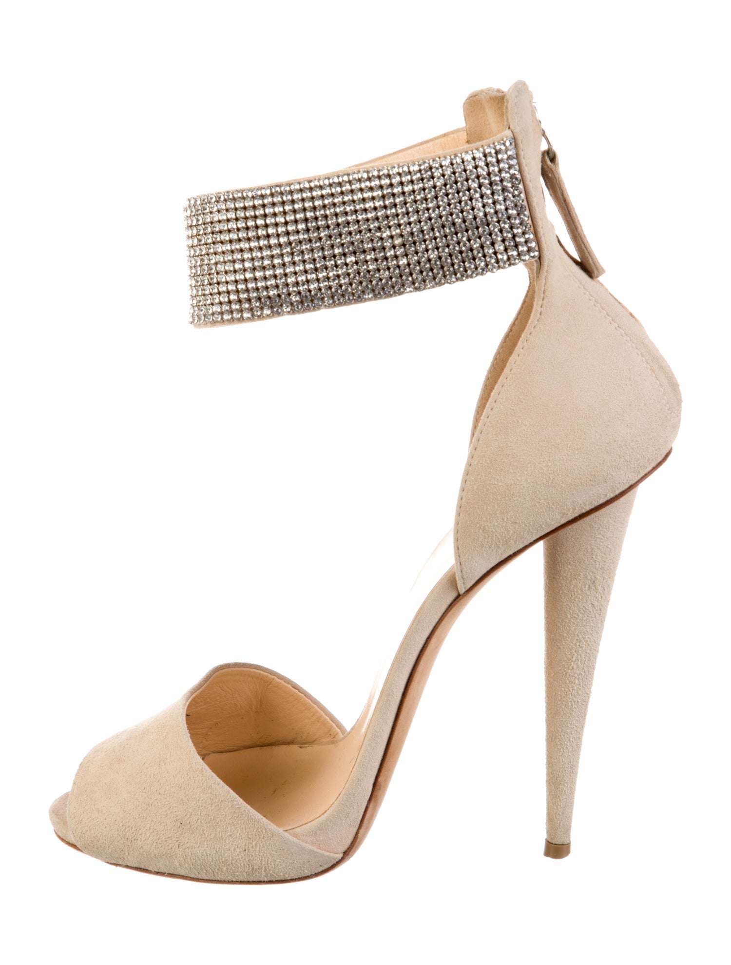Giuseppe Zanotti Suede Crystal Embellishments Sandals