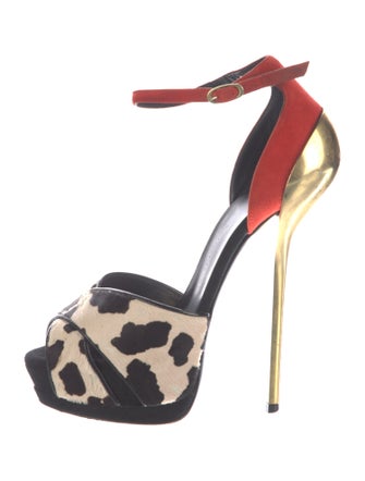 Giuseppe Zanotti Faux Fur Animal Print D'Orsay Pumps
