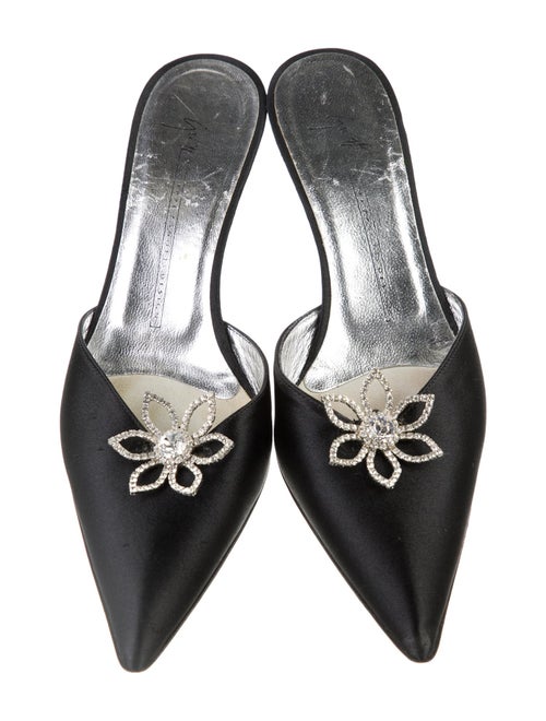 Giuseppe Zanotti Satin Crystal Embellishments Mules
