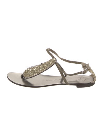 Giuseppe Zanotti Suede Crystal Embellishments Sandals