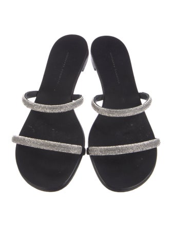 Giuseppe Zanotti Leather Crystal Embellishments Slides