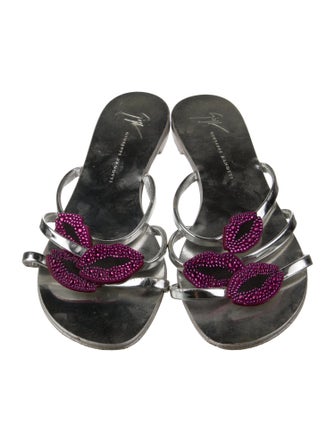 Giuseppe Zanotti Patent Leather Beaded Accents Slides