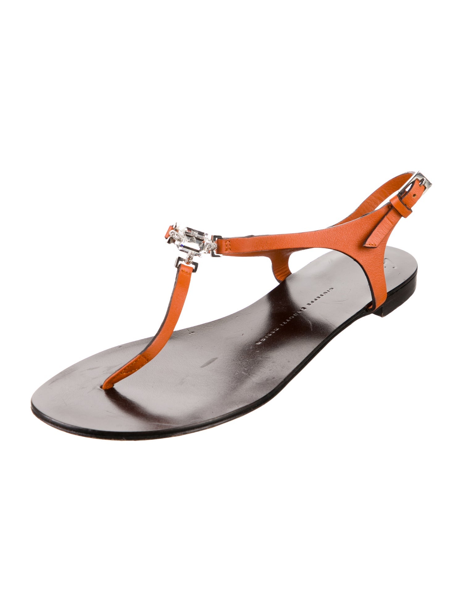 Giuseppe Zanotti Leather Colorblock Pattern T-Strap Sandals