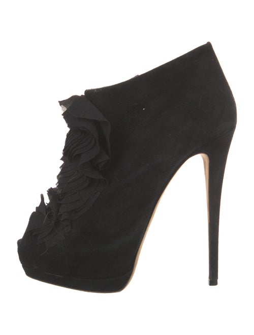 Giuseppe Zanotti Suede Ruffle Embellishment Pumps