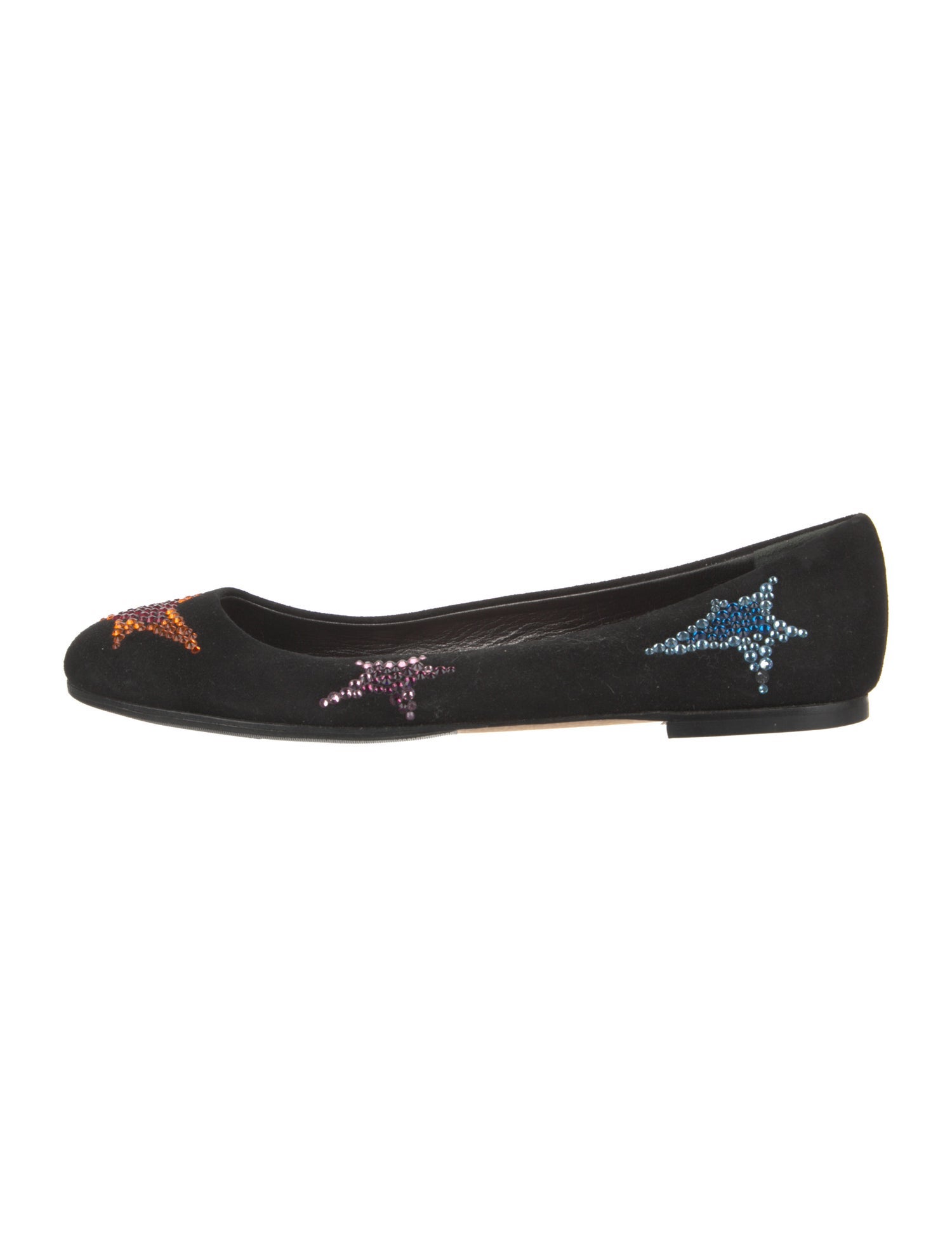 Giuseppe Zanotti Suede Crystal Embellishments Ballet Flats