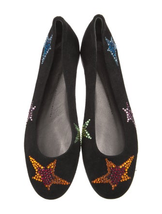 Giuseppe Zanotti Suede Crystal Embellishments Ballet Flats