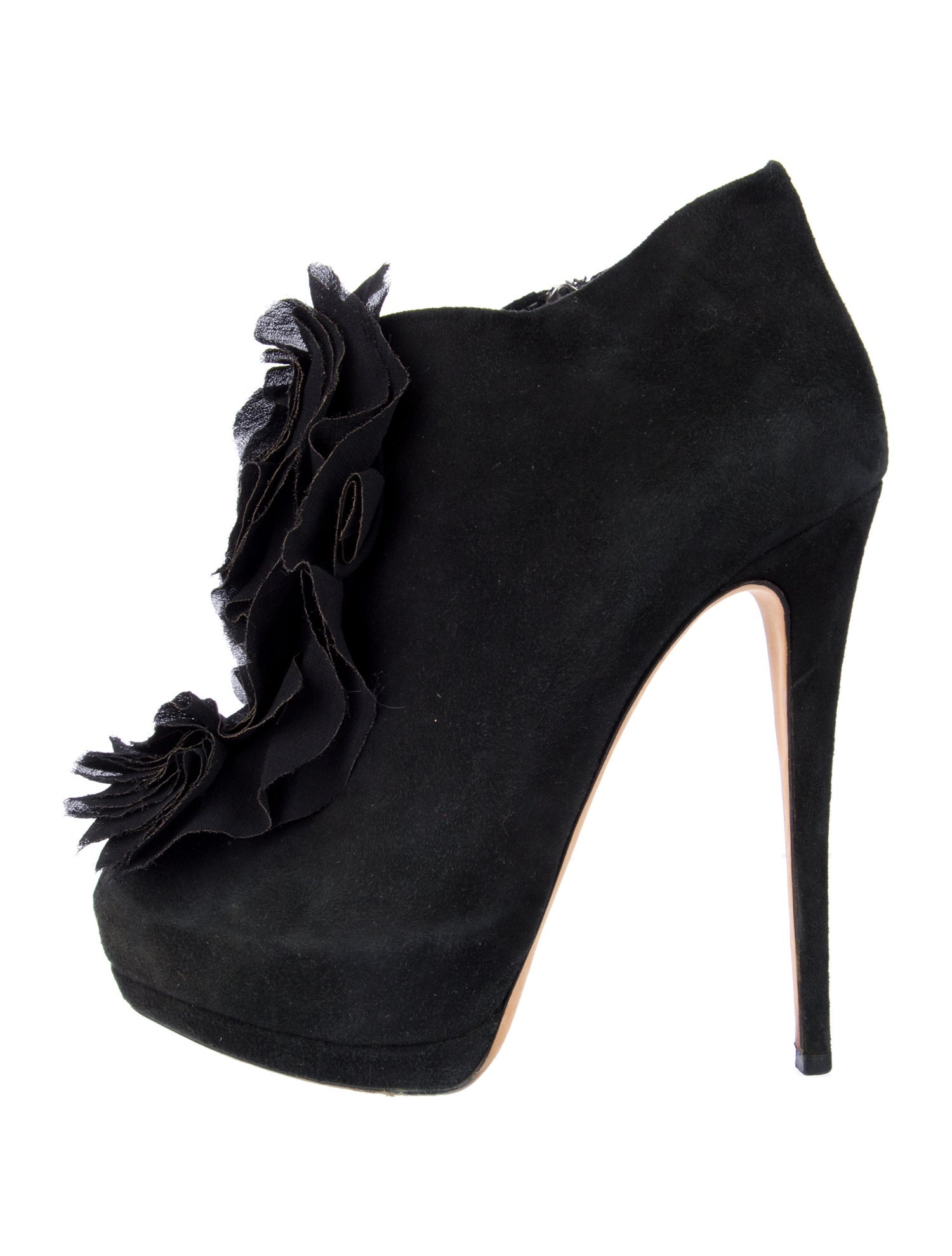 Giuseppe Zanotti Suede Ruffle Embellishment Pumps