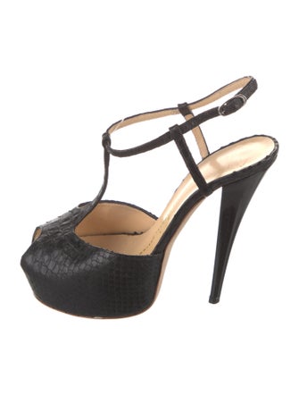 Giuseppe Zanotti Patent Leather Animal Print T-Strap Pumps