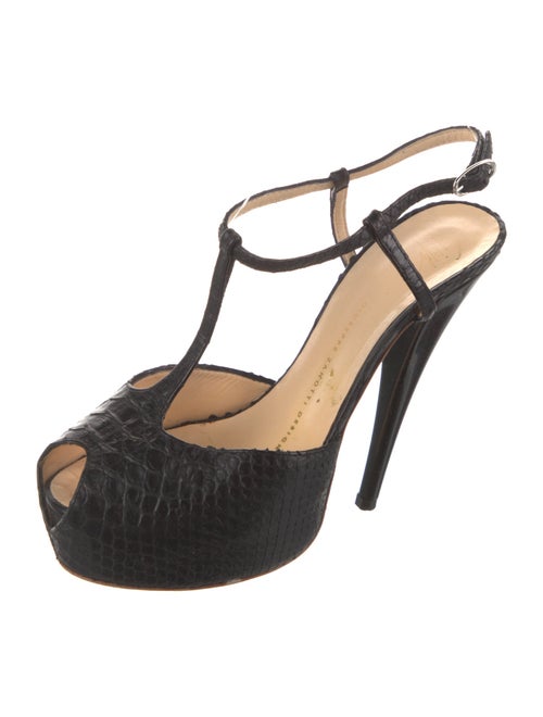 Giuseppe Zanotti Patent Leather Animal Print T-Strap Pumps