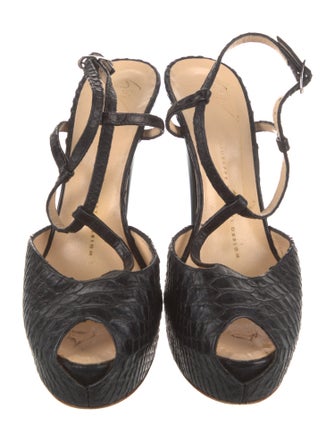 Giuseppe Zanotti Patent Leather Animal Print T-Strap Pumps