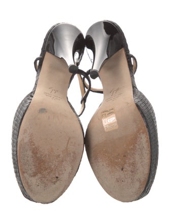 Giuseppe Zanotti Patent Leather Animal Print T-Strap Pumps